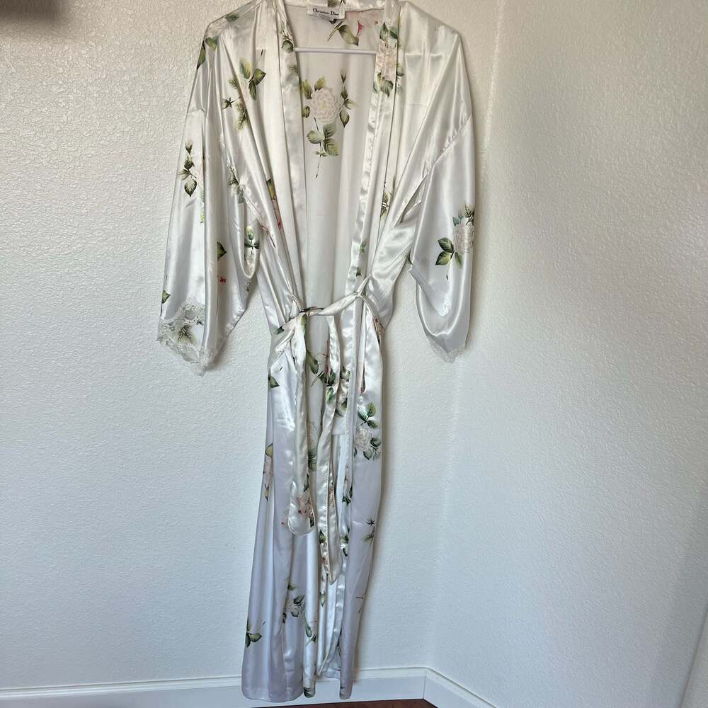 Vintage Christian Dior Le Connaisseur Lace Chemise Slip Nightgown Robe Set - Picture 8 of 11